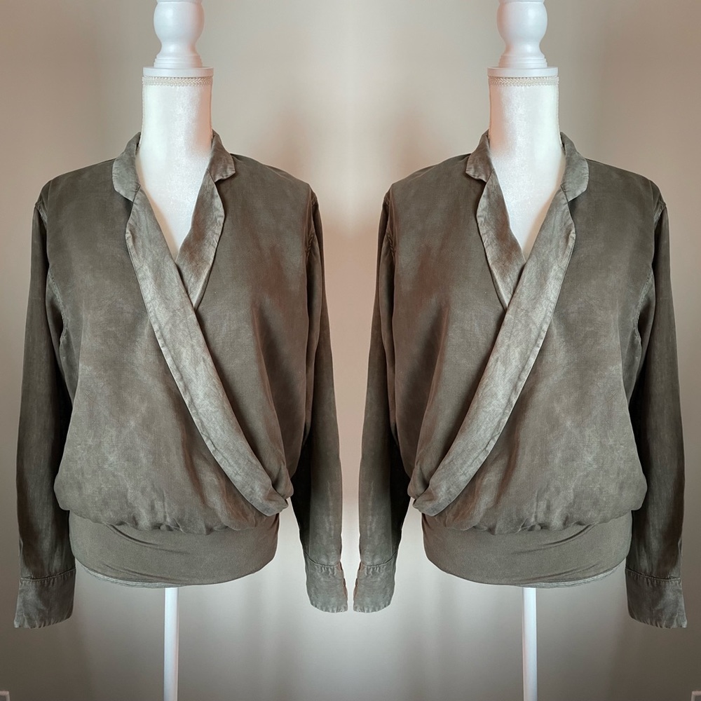 George love green long sleeves wrap shirt size M